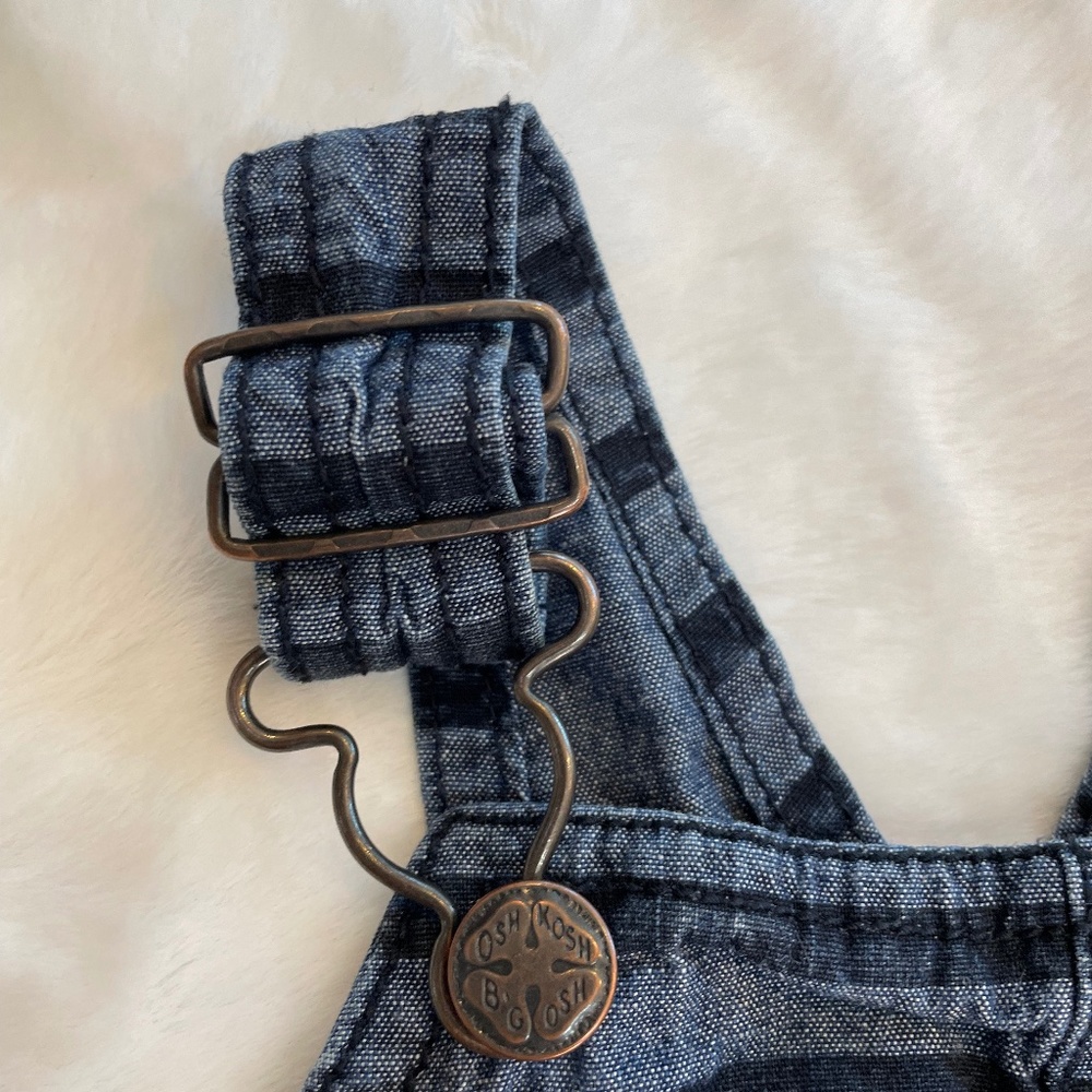 OshKosh B'gosh Striped Shortalls 9M Denim with Blue Horizontal Stripes - Picture 9 of 14
